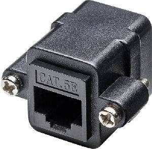 Goobay 72361 RJ45-Modularkupplung/Verbinder mit Montageflansch, CAT 5e