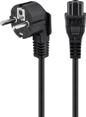 Goobay 44877 Netzanschlusskabel (Schutzkontakt) abgewinkelt, 3 m, Schwarz Kabellänge: 3 m