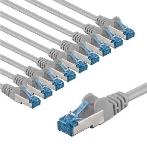 Goobay 67525 CAT 6A Patchkabel, S/FTP (PiMF), 1 m, grau, 10er-Set VPE Bulk Mindestbestellmenge 1
