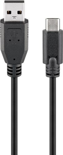 Goobay 55468 USB 2.0 Kabel USB-C™ auf USB A, schwarz Kabellänge: 1.8 m VPE Bulk Mindestbestellmenge 1