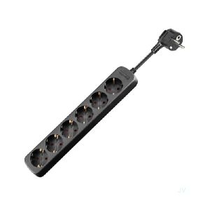 Goobay 96050 Steckdosenleiste 6-fach, 3 m, schwarz VPE Retail Polybag Mindestbestellmenge 1