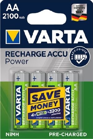 Varta 43462 Ready to Use AA (Mignon)/HR6 (56706) Akku - 2100 mAh, 4 Stk. Blister - LSD-NiMH Akku (Re