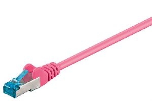 Goobay 93682 CAT 6A Patchkabel, S/FTP (PiMF), magenta Kabellänge: 1 m