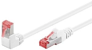Goobay 51554 CAT 6 Patchkabel 1x 90° gewinkelt, S/FTP (PiMF), weiß, 10 m Kabellänge: 10 m