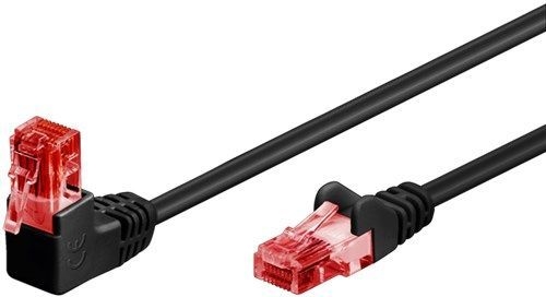 Goobay 51515 CAT 6 Patchkabel 1x 90° gewinkelt, U/UTP, schwarz VPE Bulk Mindestbestellmenge 1