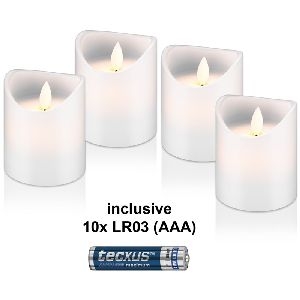 Goobay 75266 4er-Set LED-Echtwachskerzen, weiß, inkl. 12x AAA (LR03) VPE Retail Polybag Mindestbestellmenge 1