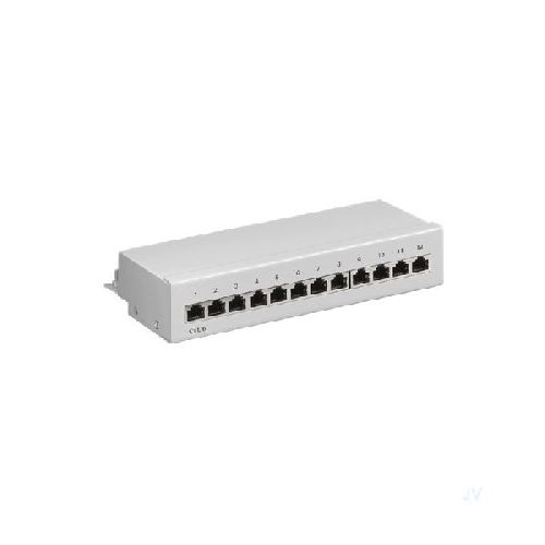 Goobay 69306 CAT 6 Mini/Desktop Patch Panel, 12 Port, (1 HE) VPE Brown Box with Label Mindestbestellmenge 1