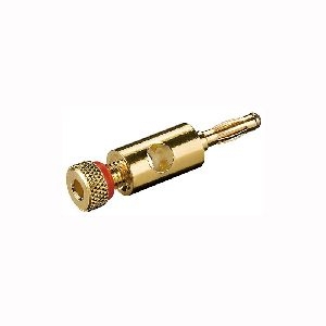 Goobay 11684 Bananenstecker mit Schraubanschluss, Rot - vergoldet, 4 mm, Farbring rot