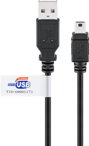 Goobay 93902 USB-A-auf-Mini-B-Kabel, zertifiziert, 1,8 m, schwarz VPE Bulk Mindestbestellmenge 1