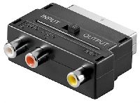 Goobay 50122 Scart zu Composite Audio Video Adapter, IN/OUT, Scartstecker (21-Pin), Schwarz - Scartstecker (21-Pin) > 3x Cinch-Buchse