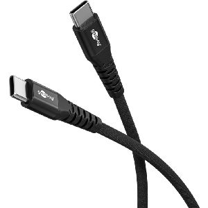 Goobay 73954 USB-C™ Supersoftes Textilkabel mit Metallsteckern, 2 m, schwarz VPE Cable Tag Mindestbestellmenge 1