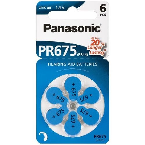 Panasonic 48833 V675/PR44 (PR675) Batterie, 6 Stk. im Blister VPE Retail Blister Mindestbestellmenge 10
