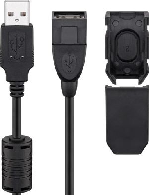 Goobay 93284 USB-A-Verlängerung mit Sicherungsclip, 2 m, schwarz VPE Bulk Mindestbestellmenge 1