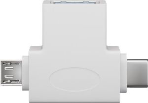 Goobay 55555 T-Adapter USB-A auf USB 2.0 Micro-B, USB A 2.0, weiß