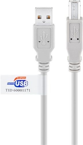 Goobay 50833 USB-A-auf-USB-B-Kabel, zertifiziert, 5 m, grau VPE Bulk Mindestbestellmenge 1