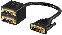Goobay\69740\DVI Adapterkabel, vergoldet, 0.1 m, Schwarz - DVI-D-Stecker Dual-Link (24+1 pin) > 2x D