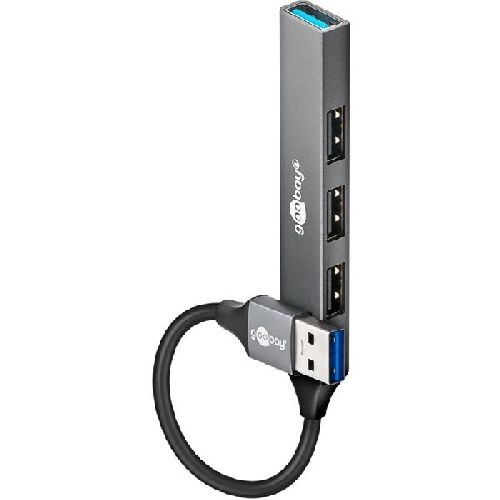 Goobay 74456 Slim 4-Port USB-Hub, USB-A auf USB-A, 5 Gbit/s VPE Retail Box Mindestbestellmenge 1