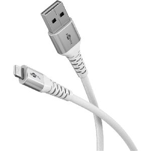 Goobay 74510 Lightning auf USB-A Supersoftes Textilkabel mit Metallsteckern, 0,5 m VPE Cable Tag Mindestbestellmenge 1