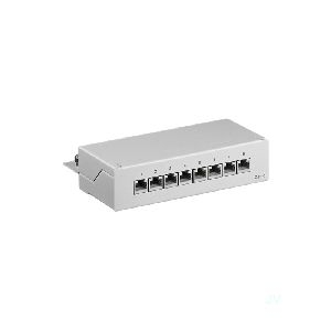 Goobay 93047 CAT 6 Mini/Desktop Patch Panel, 8 Port, (1 HE) Farbversion: Grau