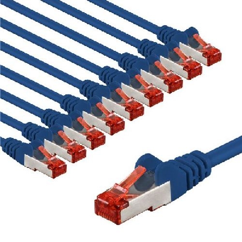 Goobay 66631 CAT 6 Patchkabel, S/FTP (PiMF), 5 m, blau, 10er-Set VPE Bulk Mindestbestellmenge 1