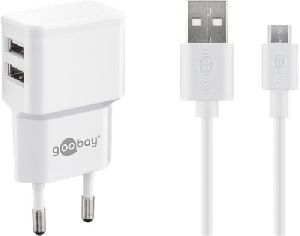 Goobay 44985 Micro-USB Dual-Ladeset (12 W) VPE Retail Polybag Mindestbestellmenge 1