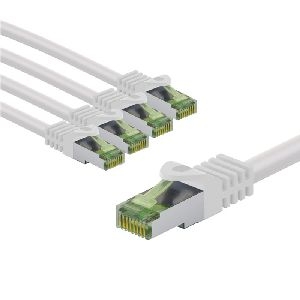 Goobay 69768 GHMT-zertifiziertes CAT 8.1 Patchkabel, S/FTP (PiMF), 1 m, weiß, 5er-Set VPE Cable Tag Mindestbestellmenge 1