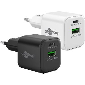 Goobay 65864 USB-C™ PD GaN Dual-Schnellladegerät Nano (20 W) schwarz VPE Retail Polybag Mindestbestellmenge 1