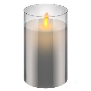 Goobay 60371 LED-Echtwachskerze im Glas, 7,5 x 12,5 cm, grau-transparent VPE Retail Box Mindestbestellmenge 1