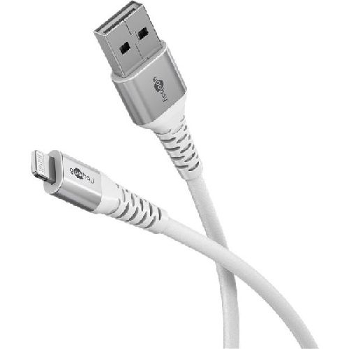 Goobay 74510 Lightning auf USB-A Supersoftes Textilkabel mit Metallsteckern, 0,5 m VPE Cable Tag Mindestbestellmenge 1