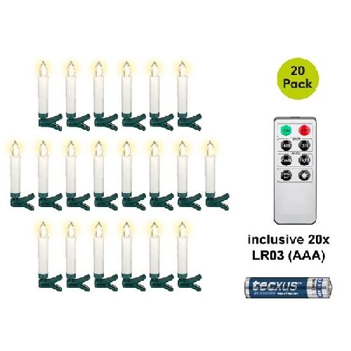 Goobay 75258 20 kabellose LED-Weihnachtsbaumkerzen inkl. 20x AAA (LR03) VPE Retail Polybag Mindestbestellmenge 1