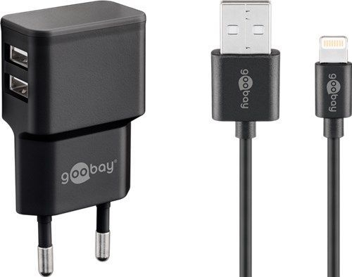 Goobay 44995 Apple Lightning Dual-Ladeset (12 W) VPE Retail Polybag Mindestbestellmenge 1
