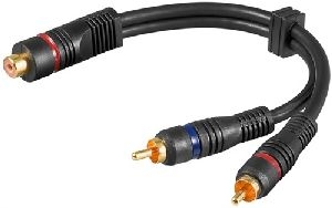 Goobay 50375 Audio Y Adapterkabel, 1x Cinch-Stecker zu Stereo Cinch-Buchse, OFC, zweifach geschirmt,