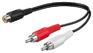 Goobay 50008 Audio Y-Kabeladapter, 2x Cinch-Stecker zu 1x Stereo-Cinch-Buchse Kabellänge: 0.2 m