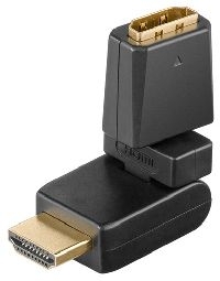 Goobay 60757 HDMI™-Adapter 360°, vergoldet, 1 Stk. im Plastikbeutel, Schwarz - HDMI™-Buchse (Typ A) > HDMI™-Stecker (Typ A), abwinkelbar