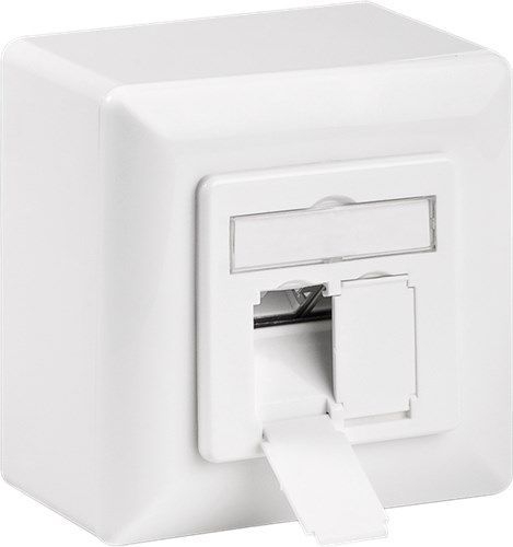 Goobay 68572 CAT-6A-Universaldose inkl. Aufputzmontage-Rahmen, Signalweiß RAL 9003 VPE White Box with Label Mindestbestellmenge 1