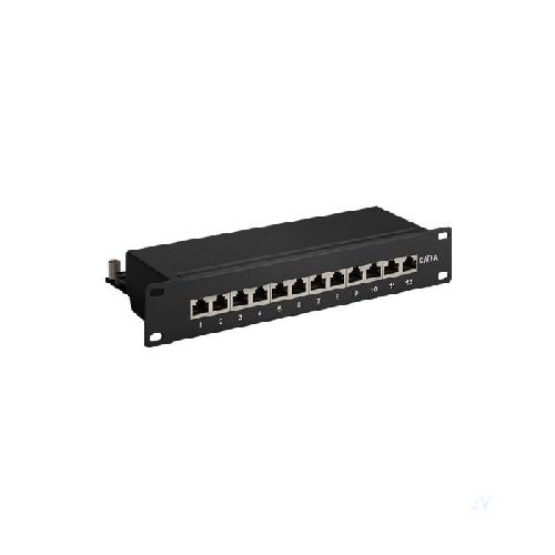 Goobay 93796 CAT 6a 10-Zoll (25,4 cm) Patch Panel, 12 Port, (1 HE) VPE Brown Box with Label Mindestbestellmenge 1