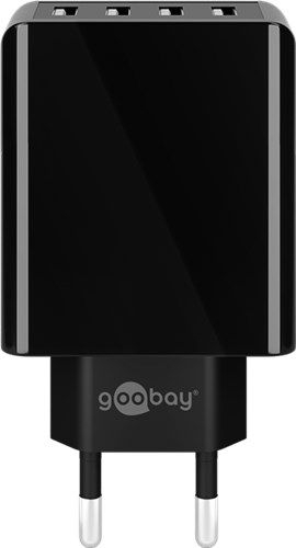 Goobay 44953 USB-A Multiport-Ladegerät (30 W) schwarz Farbversion: Schwarz VPE Retail Polybag Mindestbestellmenge 1