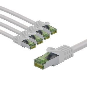 Goobay 69780 GHMT-zertifiziertes CAT 8.1 Patchkabel, S/FTP (PiMF), 5 m, weiß, 5er-Set VPE Cable Tag Mindestbestellmenge 1