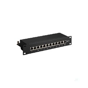 Goobay 93796 CAT 6a 10-Zoll (25,4 cm) Patch Panel, 12 Port, (1 HE) Farbversion: Schwarz