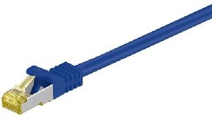 Goobay 91655 RJ45 Patchkabel CAT 6A S/FTP (PiMF), 500 MHz mit CAT 7 Rohkabel, blau VPE Cable Tag Mindestbestellmenge 1