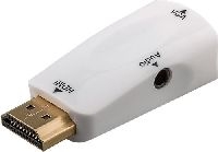 Goobay 44793 Kompakter HDMI™/VGA-Adapter inkl. Audio, vergoldet, Weiß - HDMI™-Stecker (Typ A) > VGA-