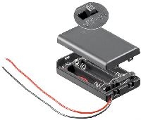 Goobay 48143 3x AAA (Micro) Batteriehalter, lose Kabelenden, Schwarz - lose Kabelenden, schaltbar, wasserabweisend
