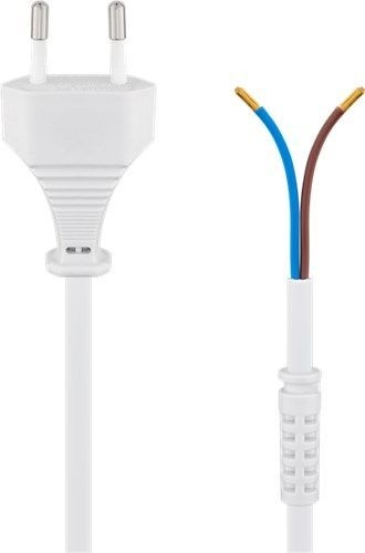 Goobay 50503 Kabel mit Eurostecker zum Konfektionieren, 1,5 m, Weiß, (2*0,75 mm²) VPE Retail Polybag Mindestbestellmenge 1