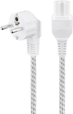 Goobay 93314 Warmgeräte-Anschlusskabel, 2 m, Weiß-Silber, (3*0,75 mm²) VPE Retail Polybag Mindestbestellmenge 1