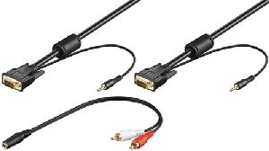 Goobay 93969 Full HD SVGA-Monitorkabel mit Audioleitung, 3 m, Schwarz - mit 2x 3,5-mm-Audioleitung (