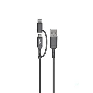 Goobay 71892 2in1-Kabel USB-A auf Micro-B/USB-C™, 1 m, schwarz VPE Bulk Mindestbestellmenge 1
