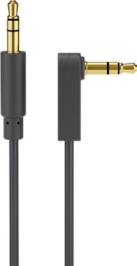 Goobay 67782 Audio Verbindungskabel AUX, 3,5 mm Stereo 4-pol., Slim, CU, 0.5 m, Schwarz - Klinke 3,5 mm Stecker (3-Pin, stereo) > Klinke 3,5 mm Stecker (3-Pin, stereo) 90°