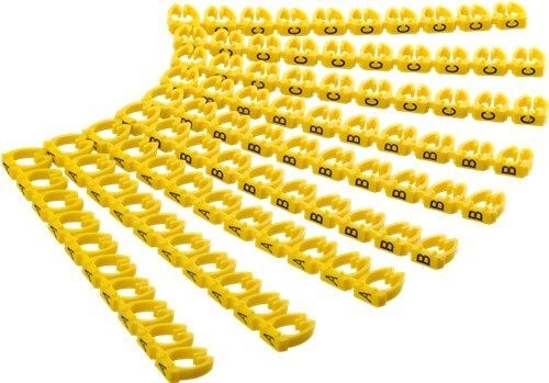 Goobay 72518 Kabelmarker-Clips "Buchstaben A-C", für Kabeldurchmesser von 5,6 - 7,4 mm VPE Retail Polybag Mindestbestellmenge 1