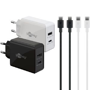 Goobay 79644 Twin Power Set 2x USB-C™-Ladegeräte (30 W), 2x USB-C™-Kabel VPE Retail Polybag Mindestbestellmenge 1
