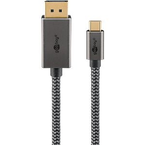 Goobay 75707 USB-C™-auf-DisplayPort™-Kabel, 1 m, schwarz;silber VPE Retail Box Mindestbestellmenge 1
